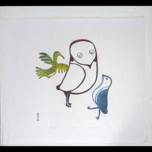 Lucy Qinnuayuak Cape Dorcet 67 (Three Birds) Pierre taillée.
